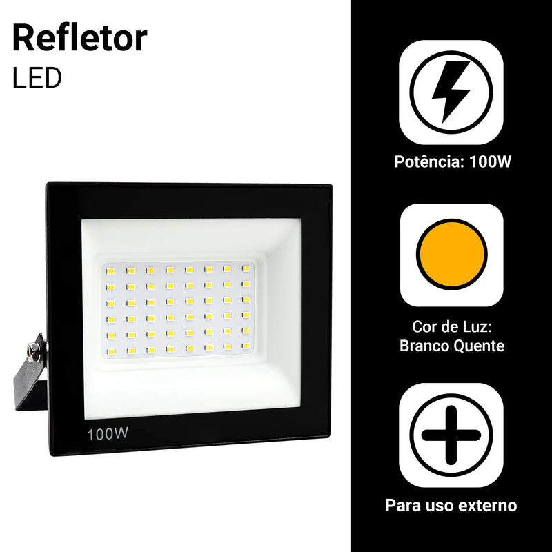 Led Reflector 100W Spotlight Bivolt Waterproof Strong White Light