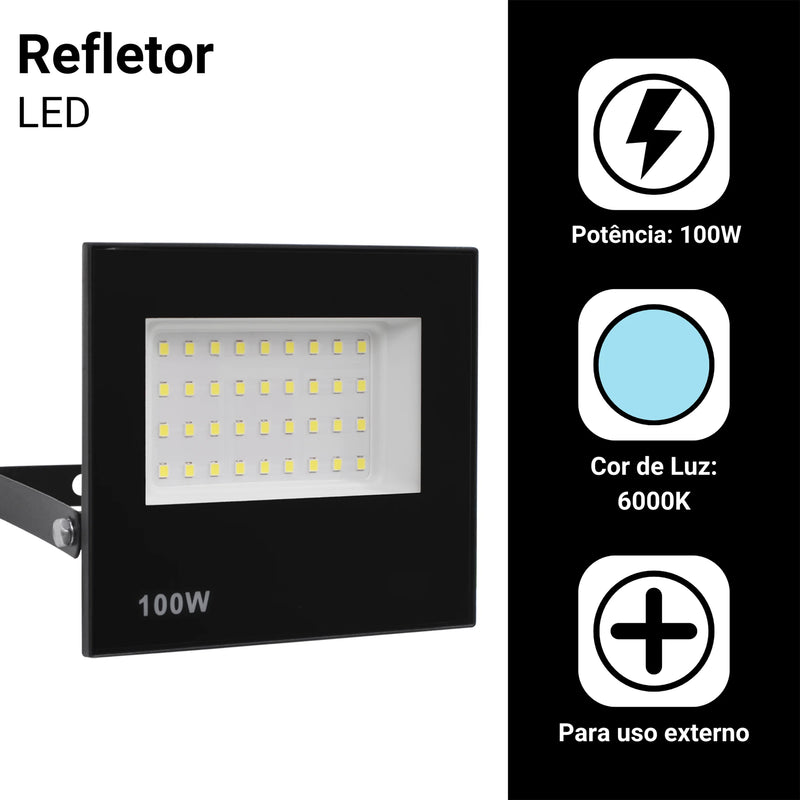 Led Reflector 100W Spotlight Bivolt Waterproof Strong White Light